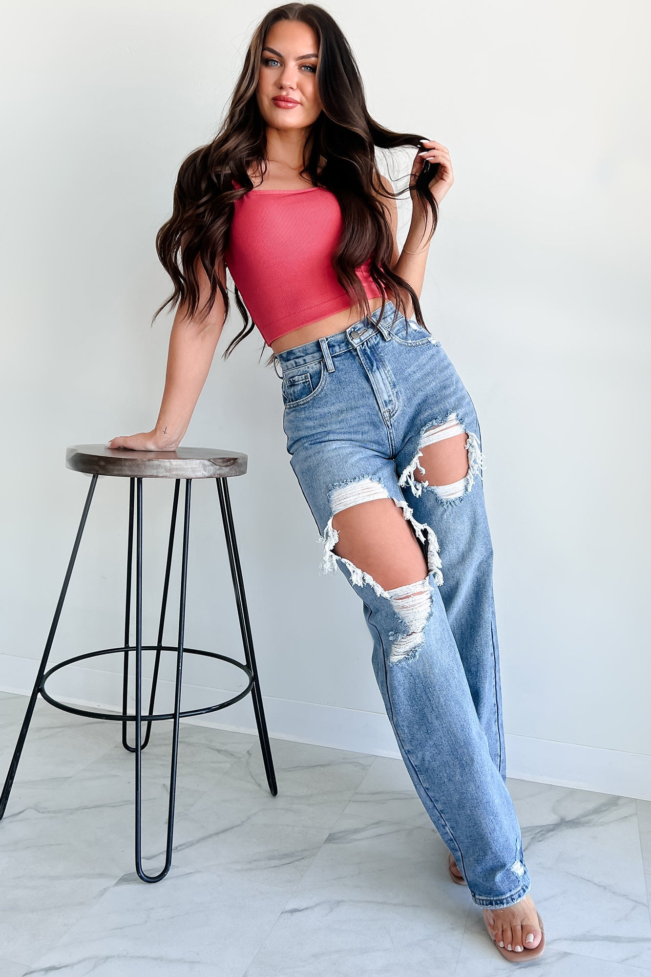 Simply Stated Ribbed Brami Crop Top (Berry)