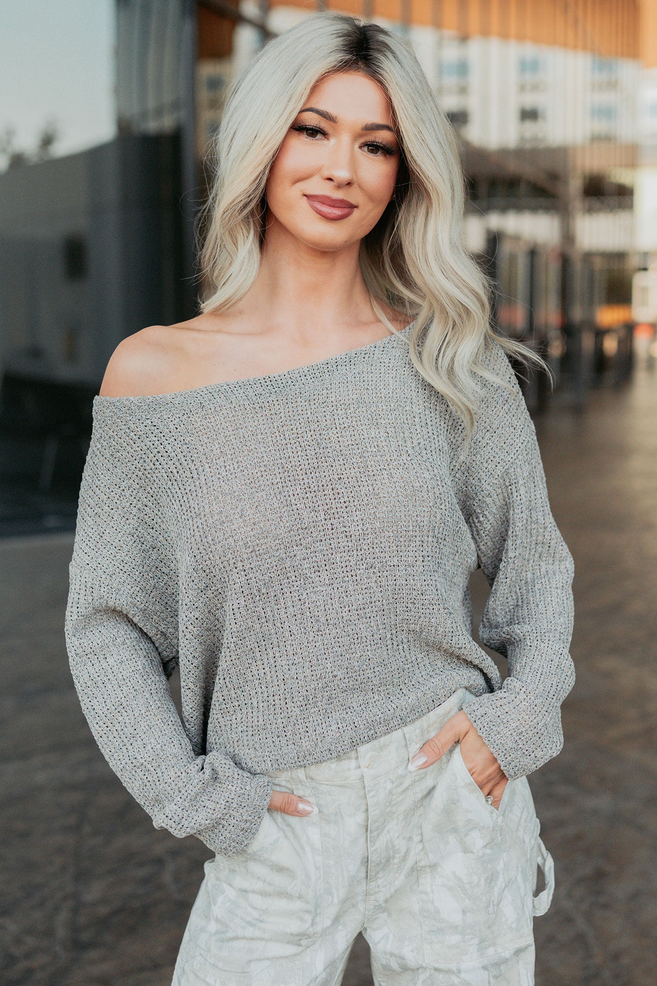 Quiet & Close Wide Neck Sweater (Taupe)