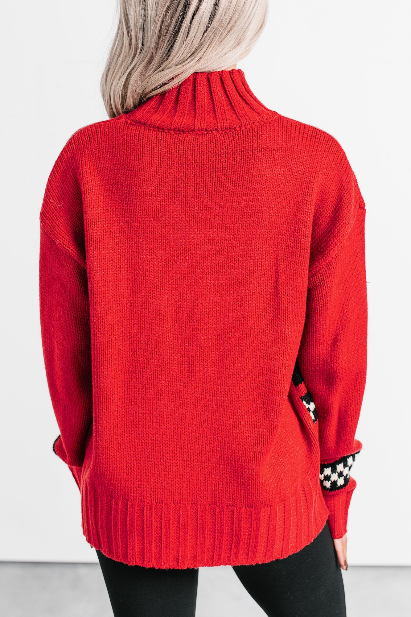 Ski You Later Graphic Mock Neck Sweater (Red)