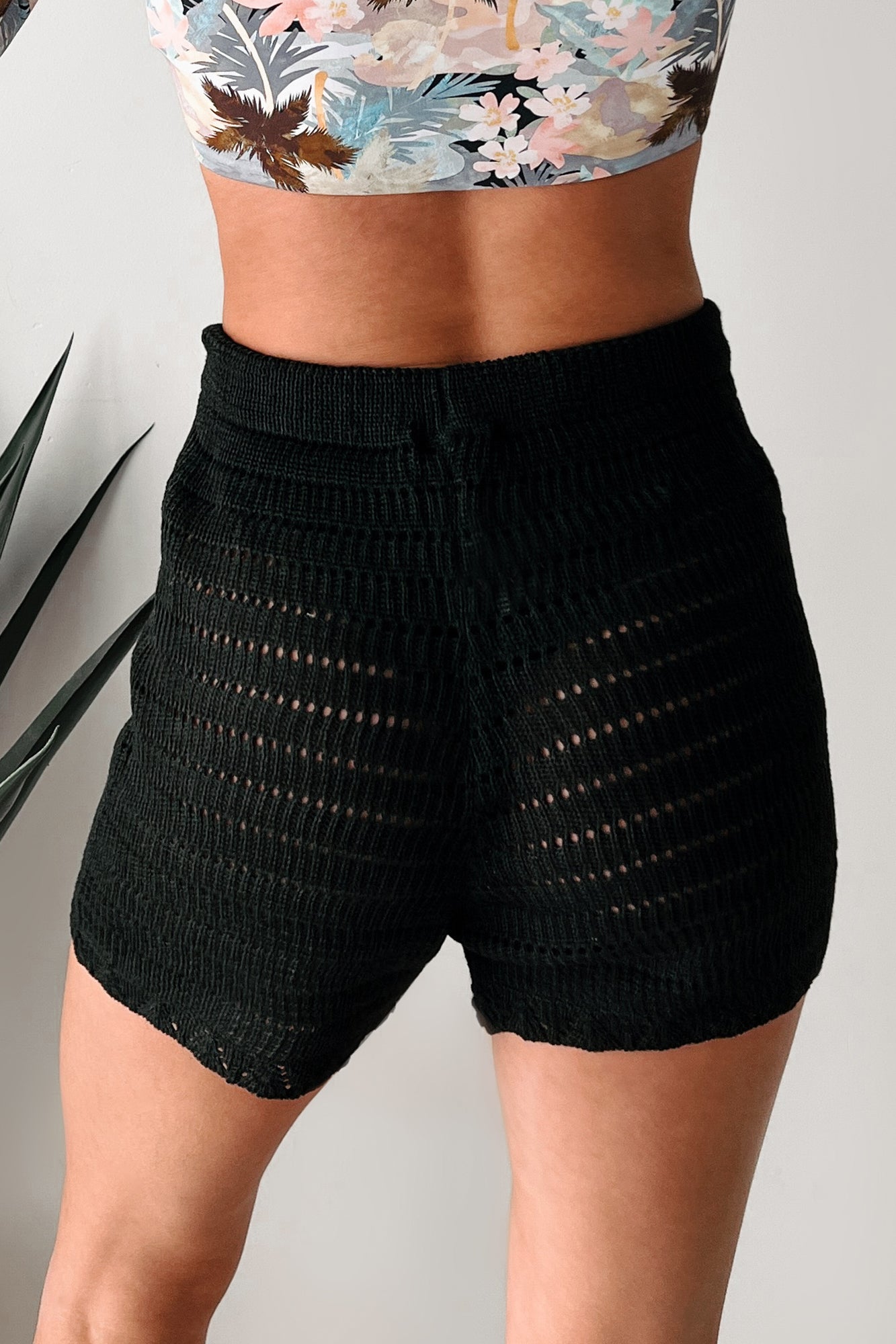Sunny Disposition Crochet Knit Shorts (Black)