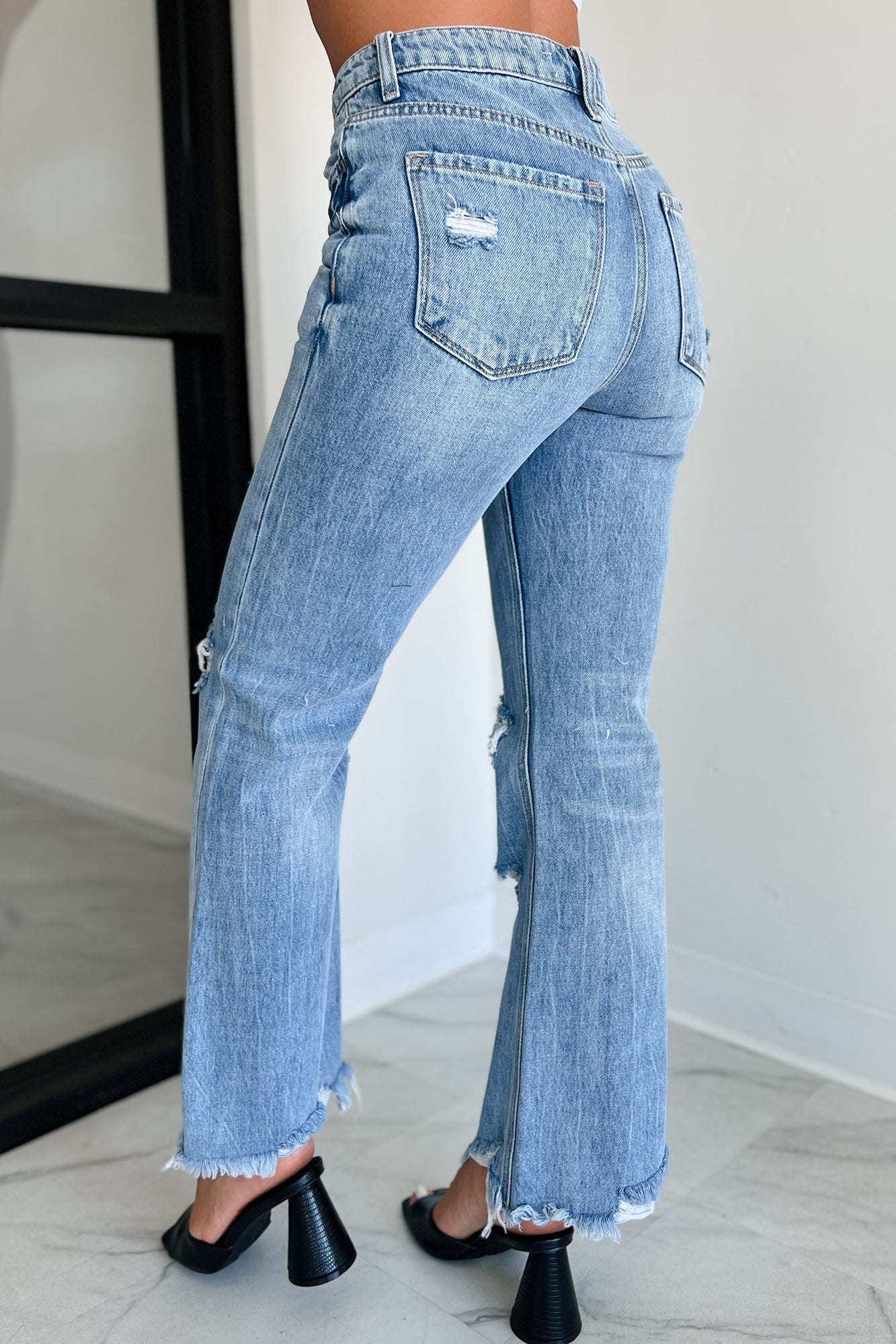 Redeemed High Rise Distressed 90's Flare Vervet Jeans (Medium)