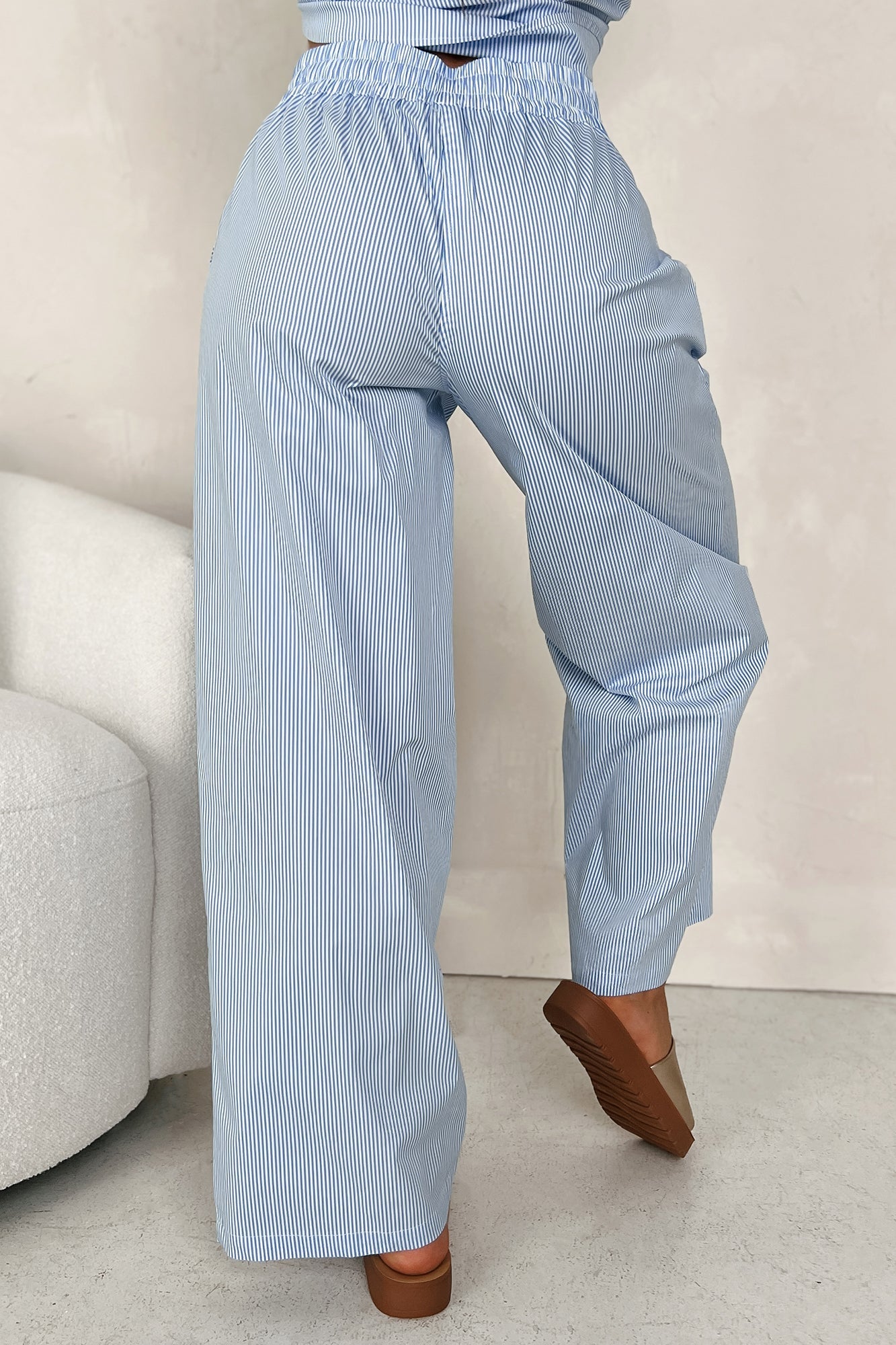 Seaside Summer Striped Wide Leg Pants (Blue Stripe)