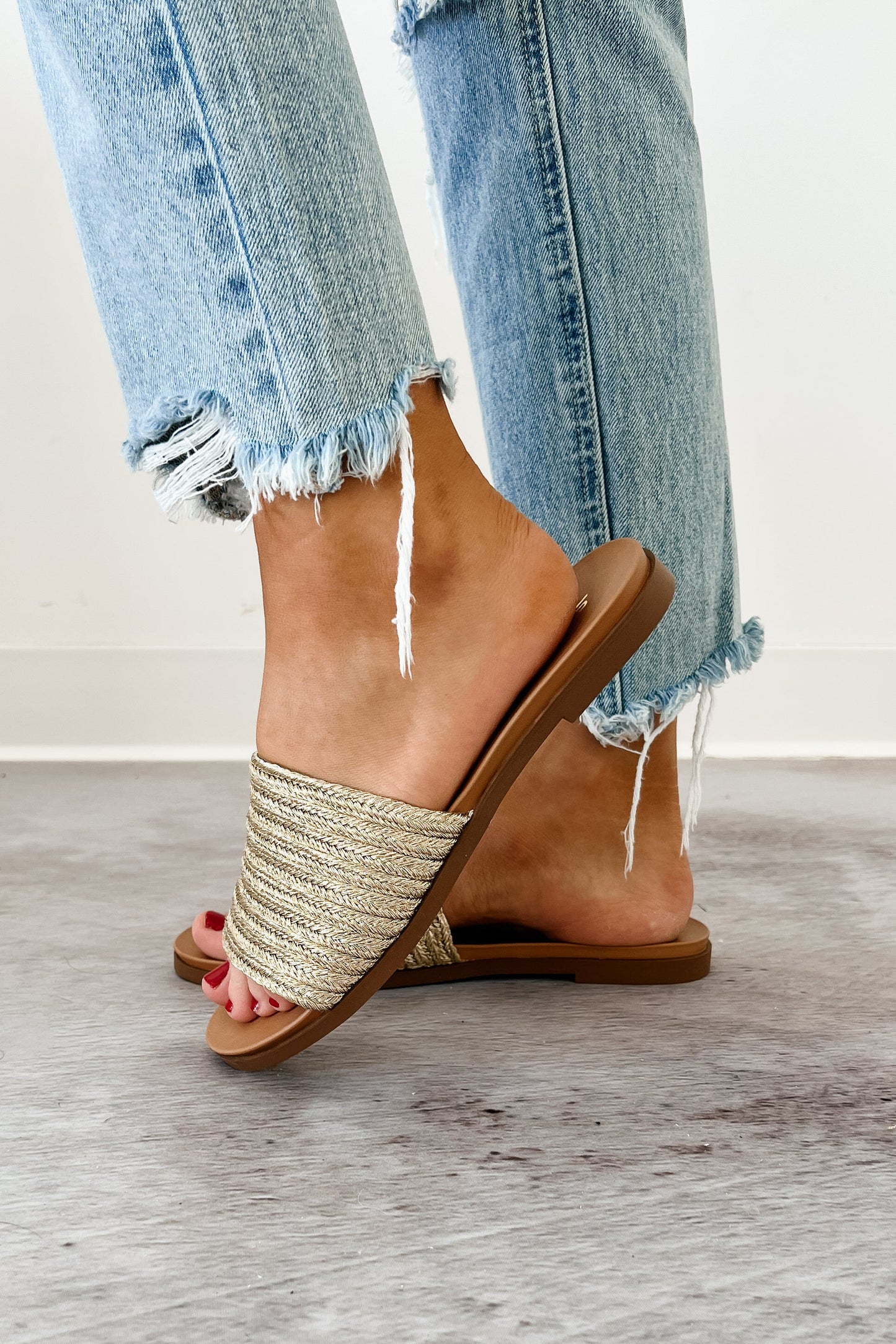 Sparkle & Shine Braided Strap Sandal (Gold)