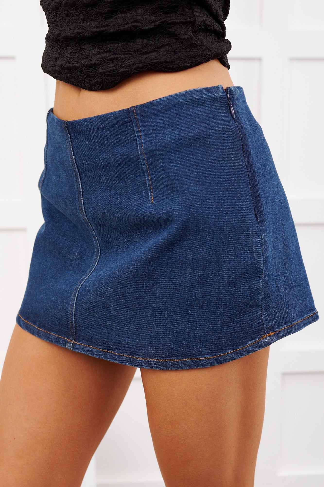 Sweet Feelings Denim Mini Skirt (Dark Denim)