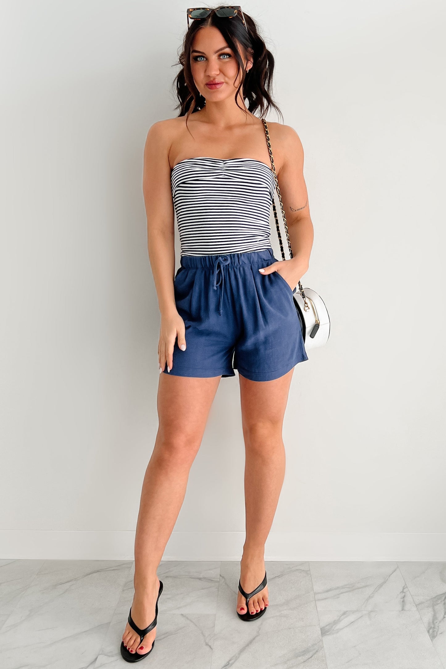Weekend Vibes Striped Tube Top (Navy/White)