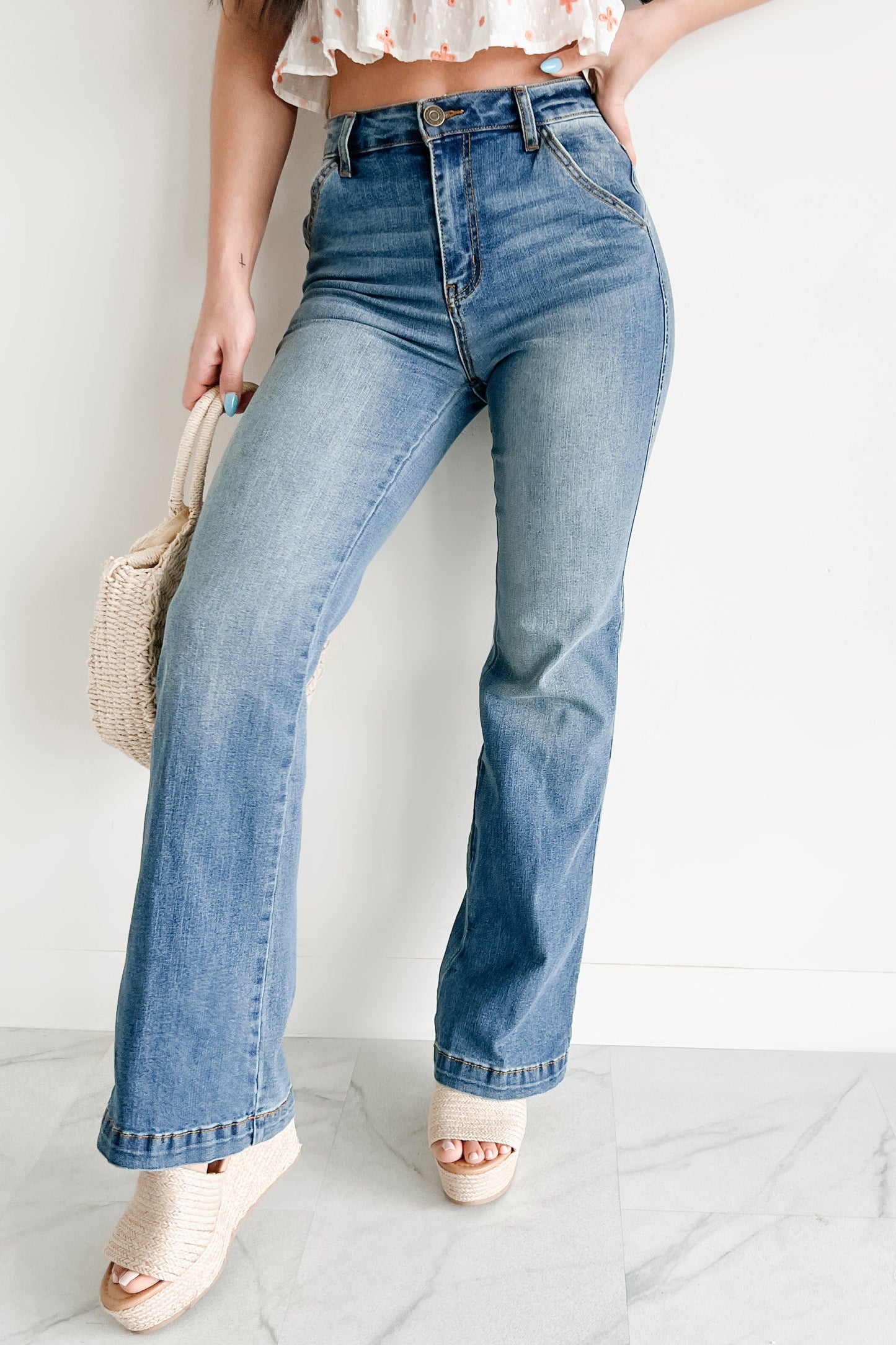 Liora High Rise Wide Leg Indigo Reign Jeans (Medium Blue)