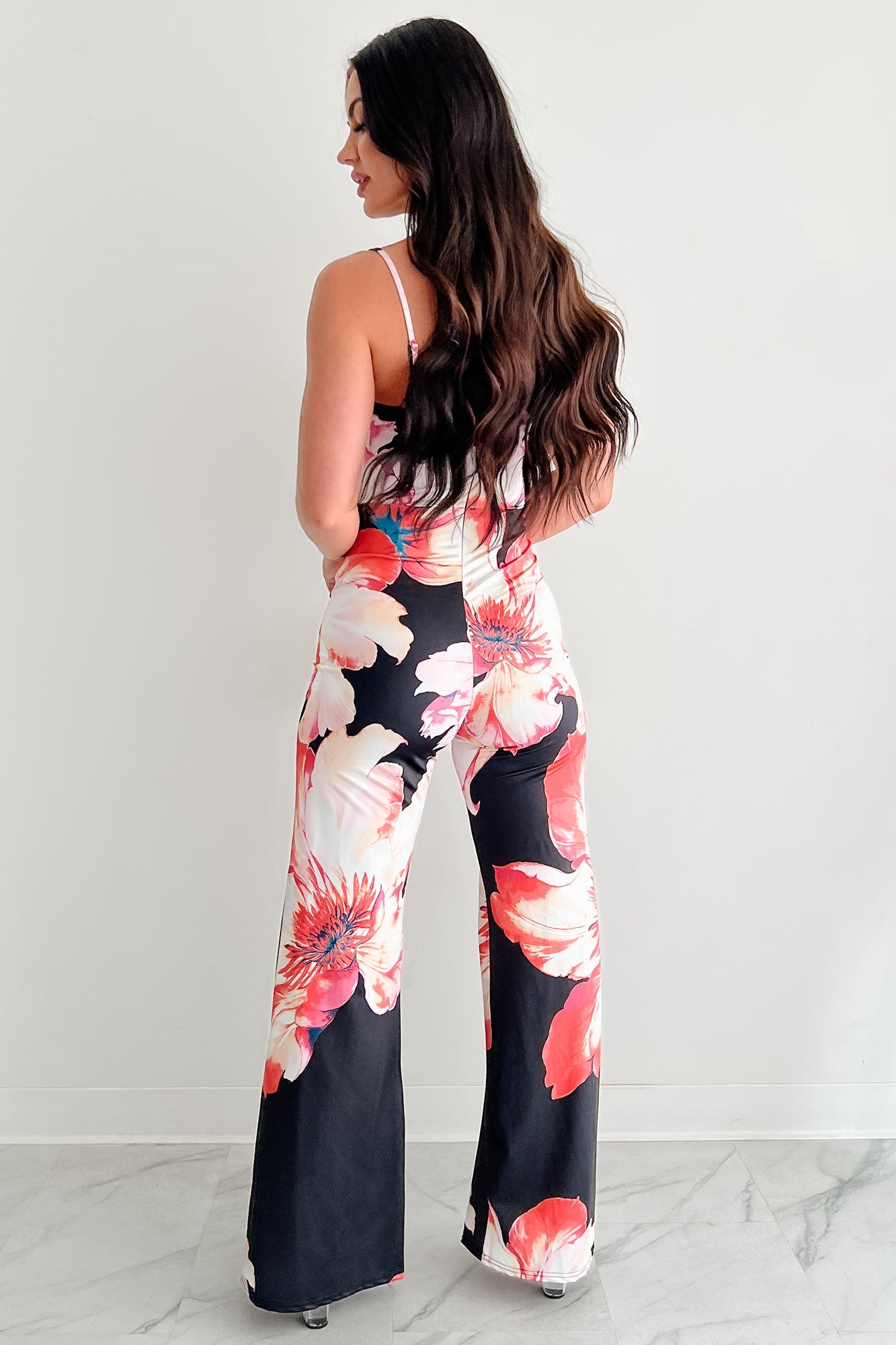 Peony Promise Sleeveless Floral Jumpsuit (Black/Multi)
