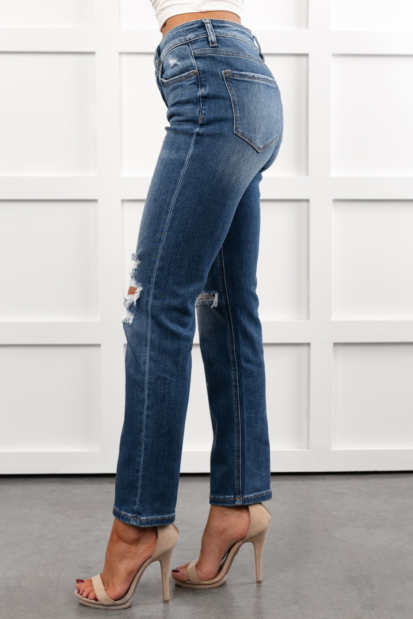 Santos Distressed Mica Denim Crop Jeans (Ethelmary)