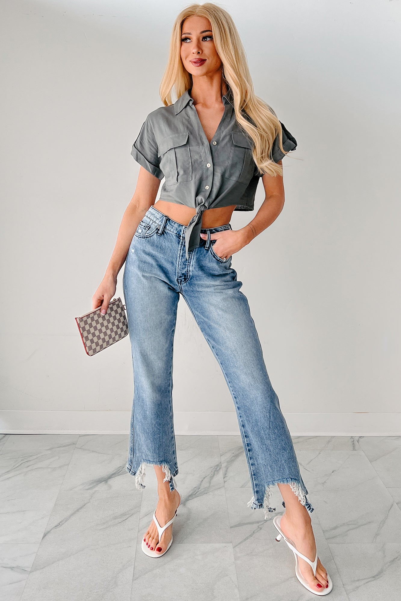 Rosanna Special A Distressed Hem Dad Jeans (Medium Light)