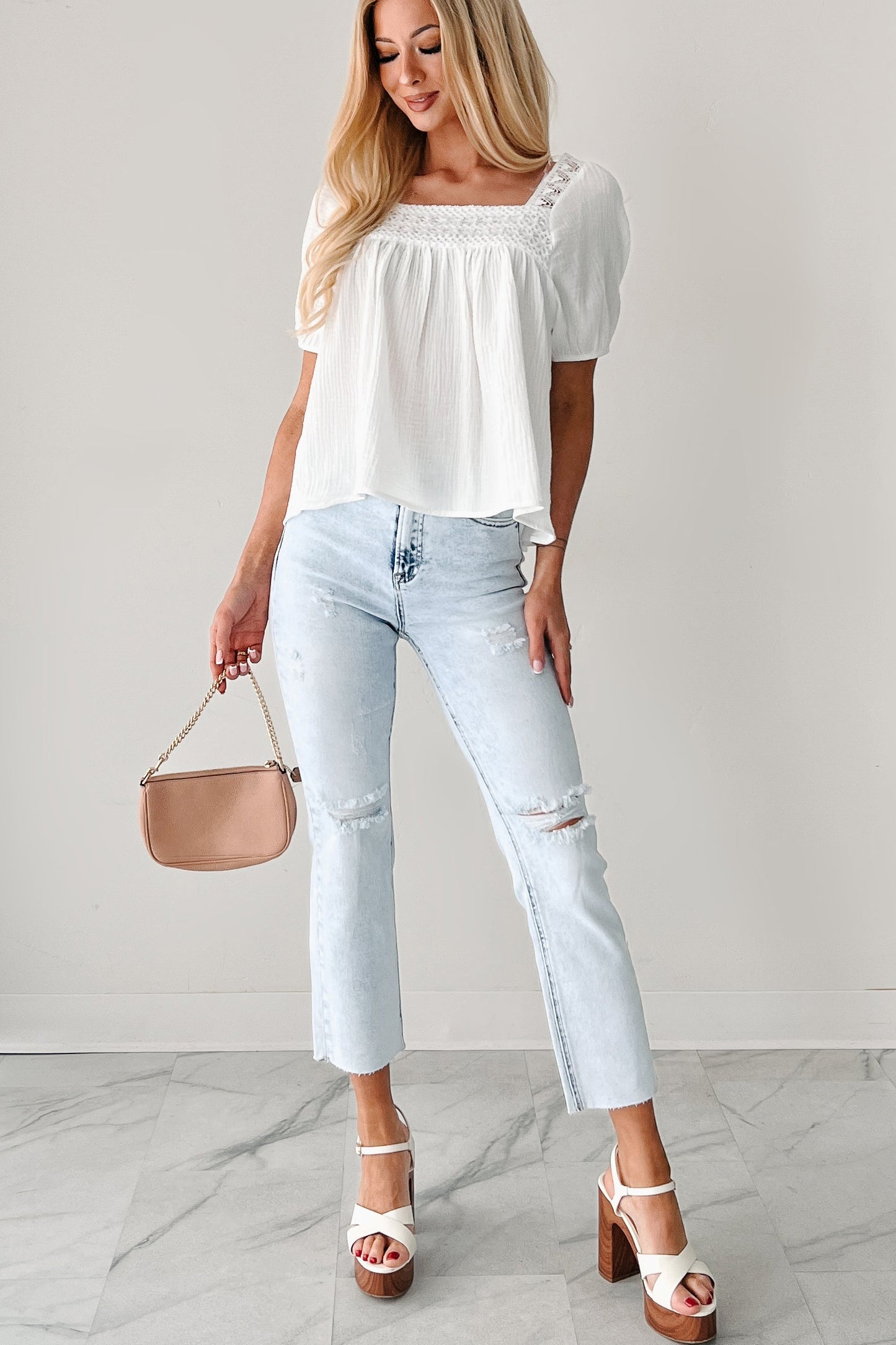 Opal High Rise Distressed Slim Straight Risen Jeans (Acid Light)