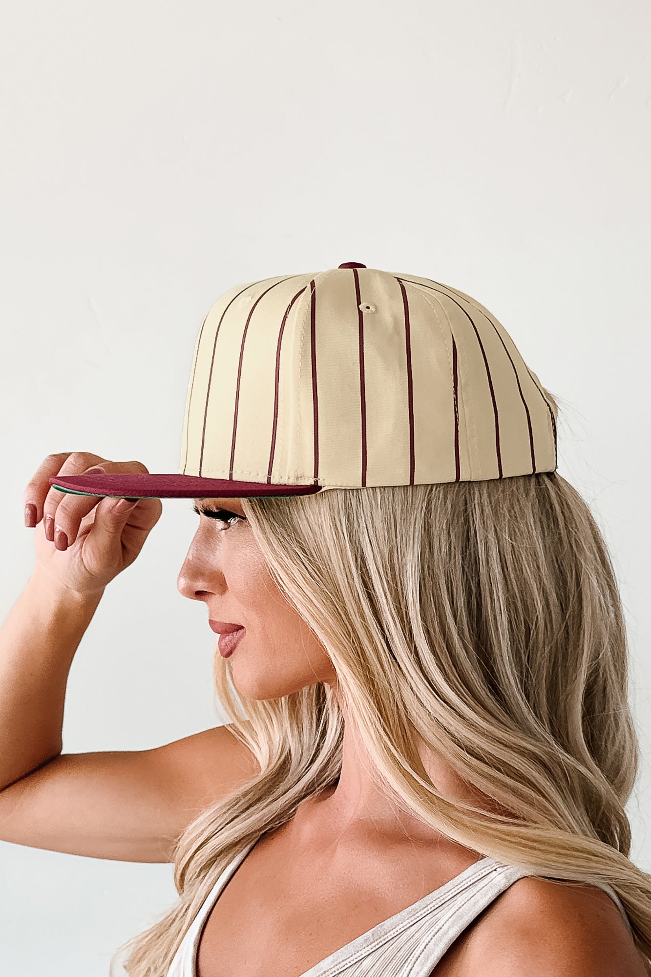 Out Of The Park Striped Baseball Cap (Burgundy)