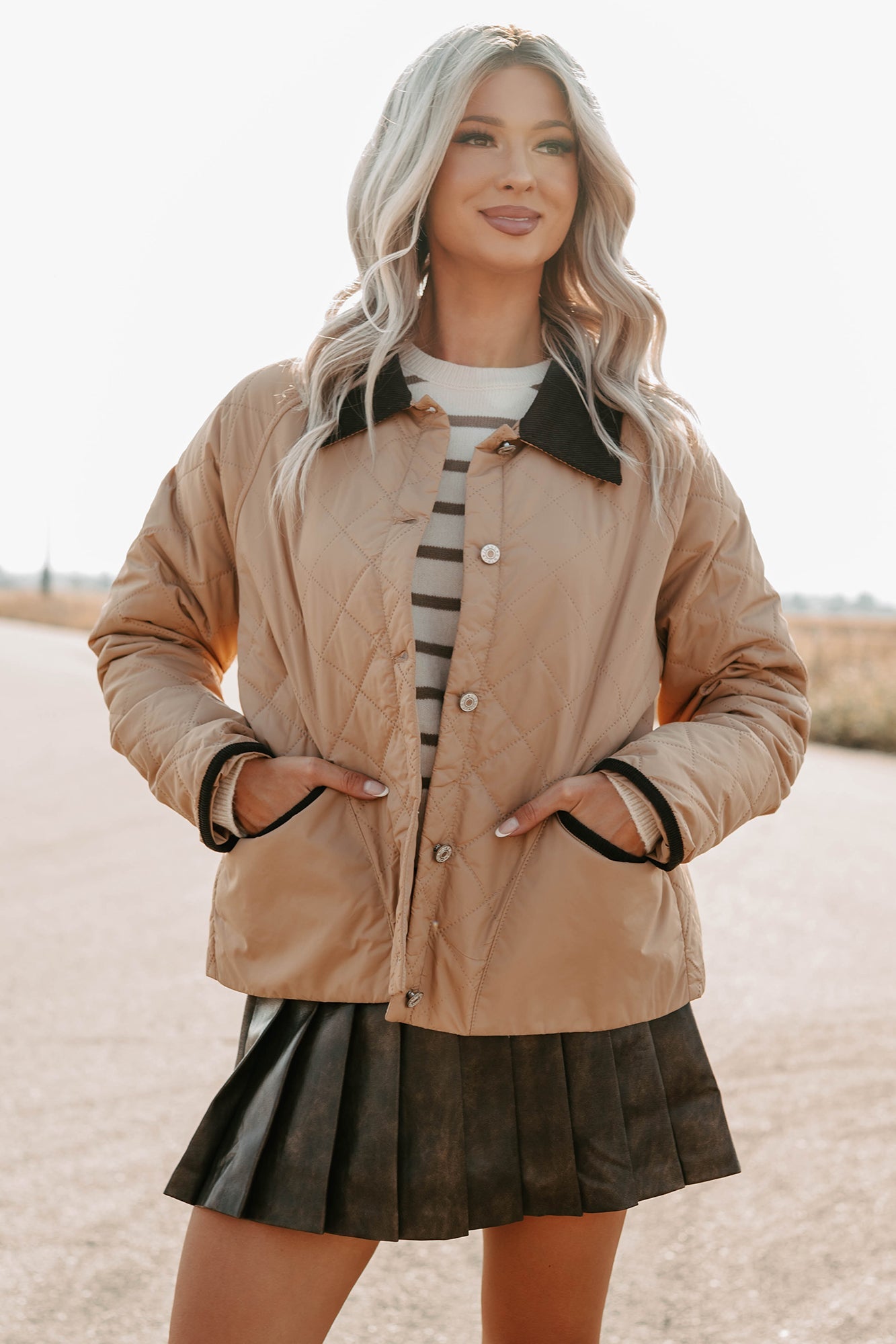 Up & Coming Quilted Barn Jacket (Camel)