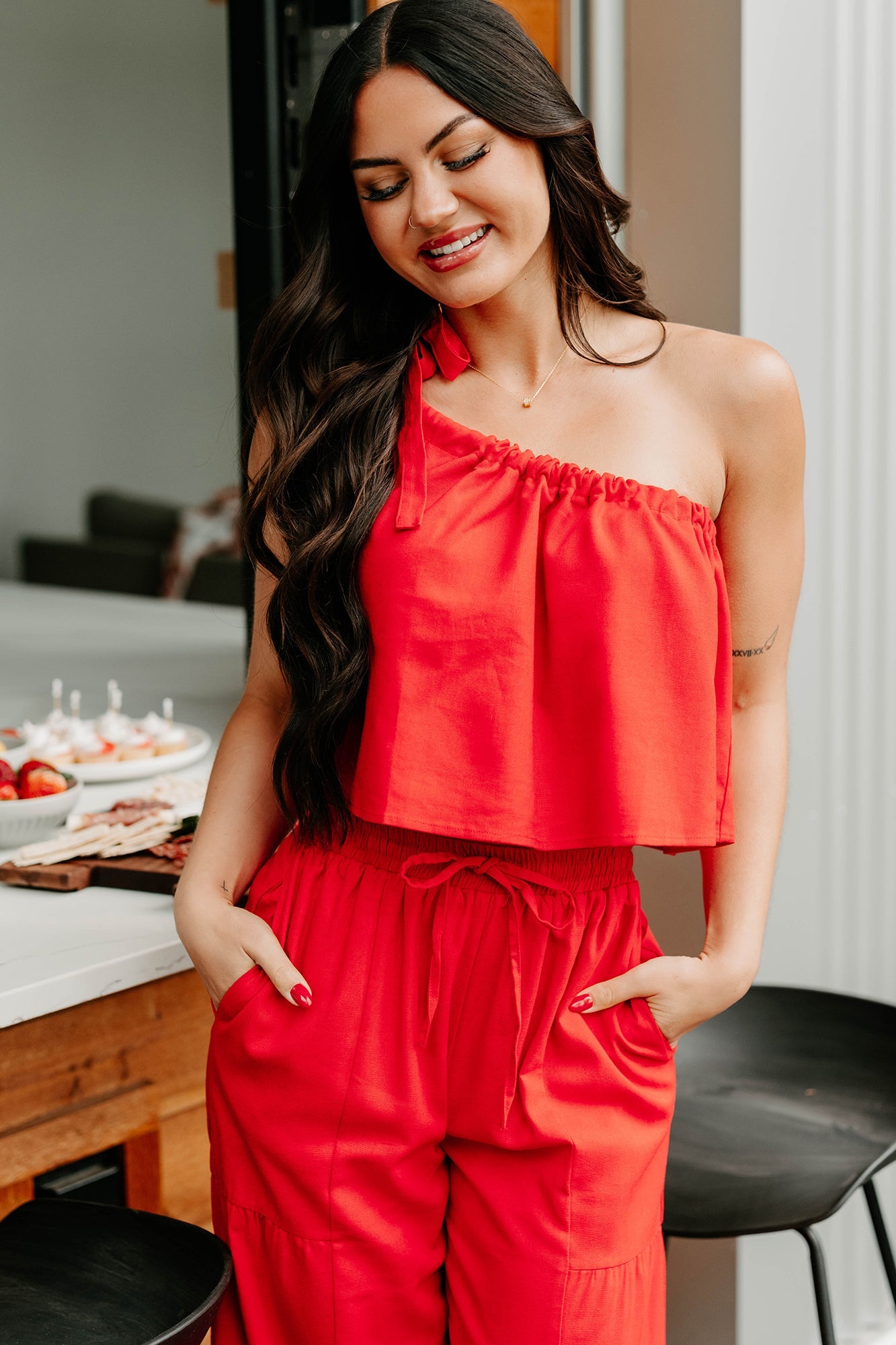 Too Saucy One Shoulder Top (Red)