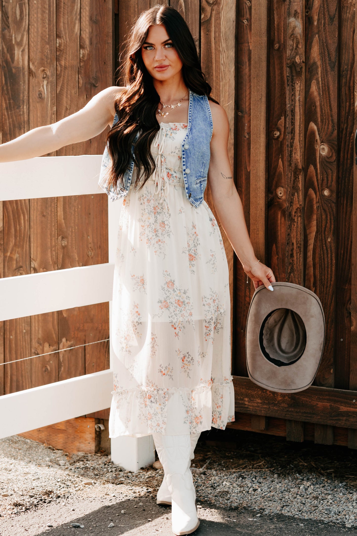 Peach Please Sleeveless Floral Midi Dress (Cream/Multi)