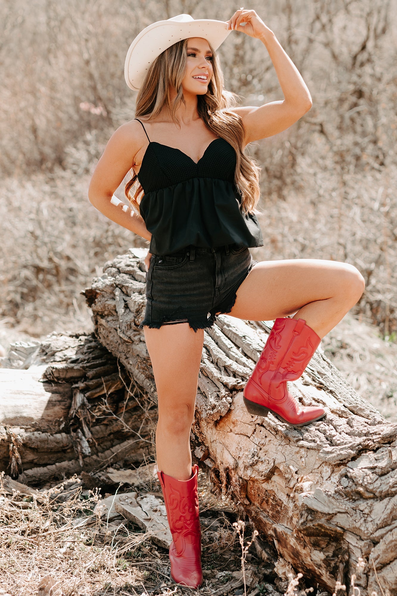 Tangled In You Crochet Bubble Tank (Black)